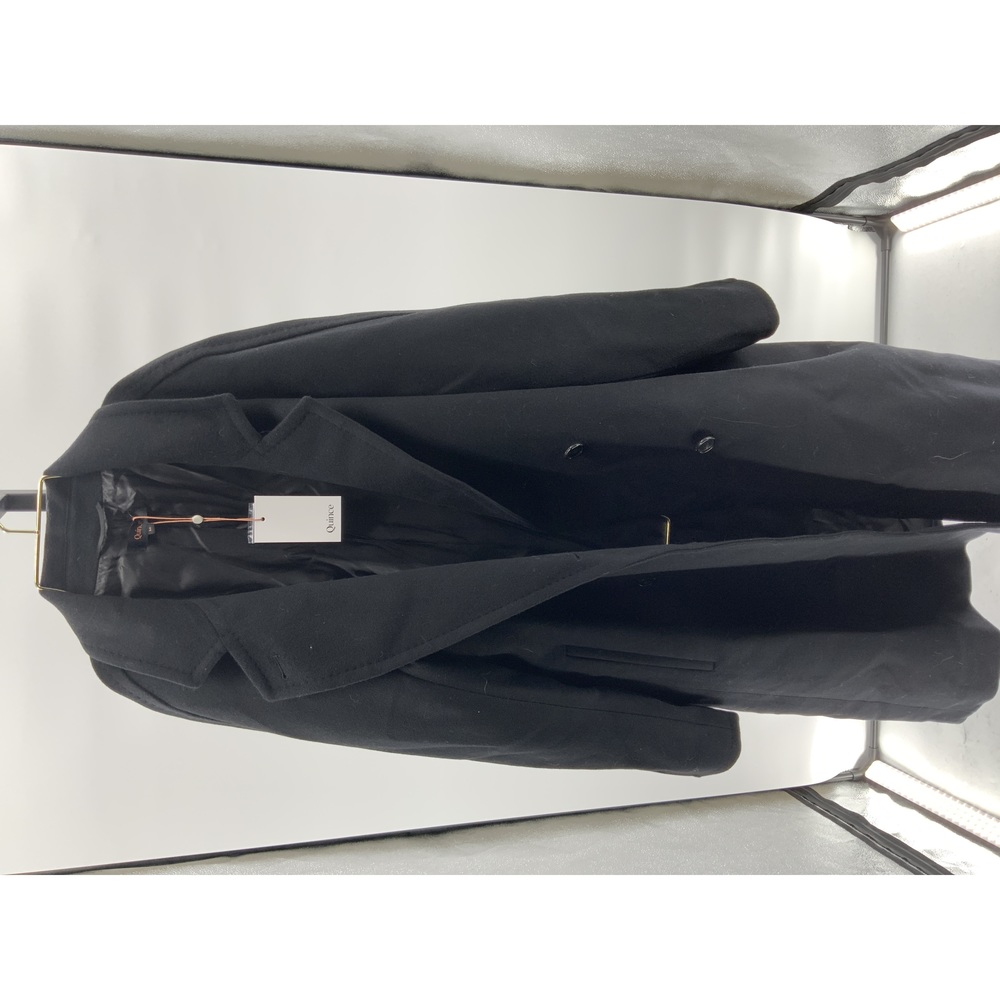 Quince Women's Italian Wool Double-Breasted Slouch Coat Black M NEW